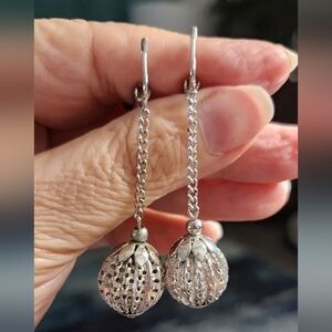 Silver Dangle Clip-On Earrings